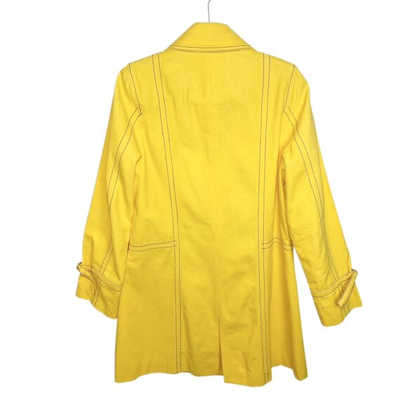 FRANCIS VALENTINE Double Breasted Cotton Trench Coat With Contrast Stitching - Picture 5 of 10